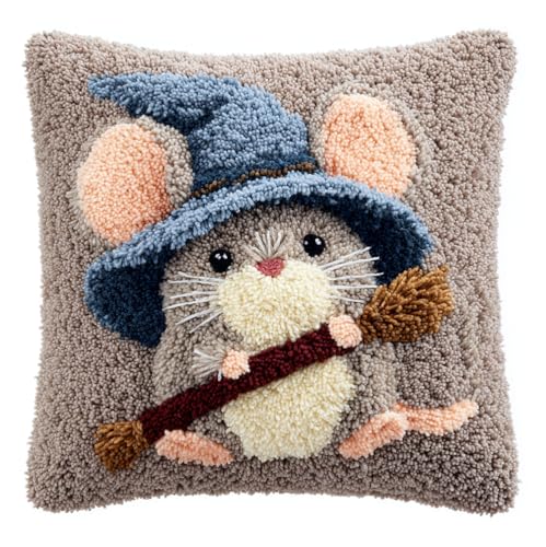 Rqwybcaxn Knüpfteppich Zum Selber Knüpf-Sets Mit Kissen Knüpfen,Süße Maus Mit Zauberhut,Set 43X43Cm Kissenbezug-Set Für Erwachsene Und Kinder Latch Hook Kit Heimaccessoire Rqwybcaxn Knüpfteppich Zum Selber Knüpf-Sets Mit Kissen Knüpfen,Süße Maus Mit Zauberhut,Set 43X43Cm Kissenbezug-Set Für Erwachsene Und Kinder Latch Hook Kit Heimaccessoire von Rqwybcaxn