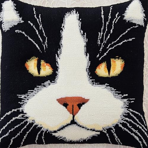 Rqwybcaxn Knüpfteppich Zum Selber Knüpf-Sets Mit Kissen Knüpfen-Set 43X43Cm Katze Kissenbezug-Set Für Erwachsene Und Kinder Latch Hook Kit Heimaccessoire von Rqwybcaxn