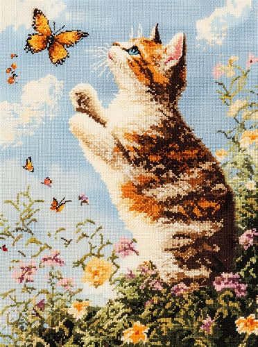 Rqwybcaxn Kreuzstich Set Vorgedruckt, Katze Fängt Schmetterlinge 14Ct 40X50Cm Stickvorlagen Stickbilder Vorgedruckt Kreuzstich Stickpackungen Stickpackung Cross Stitch Embroidery Kit Stickset Sticken Rqwybcaxn Kreuzstich Set Vorgedruckt, Katze Fängt Schmetterlinge 14Ct 40X50Cm Stickvorlagen Stickbilder Vorgedruckt Kreuzstich Stickpackungen Stickpackung Cross Stitch Embroidery Kit Stickset Sticken von Rqwybcaxn