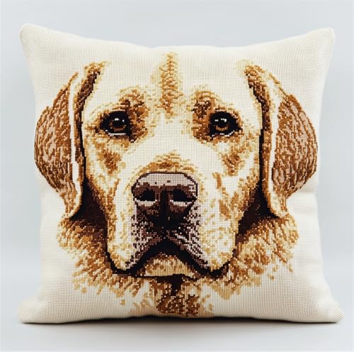Rqwybcaxn Landschaft Knüpfkissen Set,Labrador,Für Kinder Oder Anfänger Erwachsene Zum Selber Knüpfen,Diy Knüpfteppich Knüpfpackung,Knüpfhaken Set,43X43Cm von Rqwybcaxn