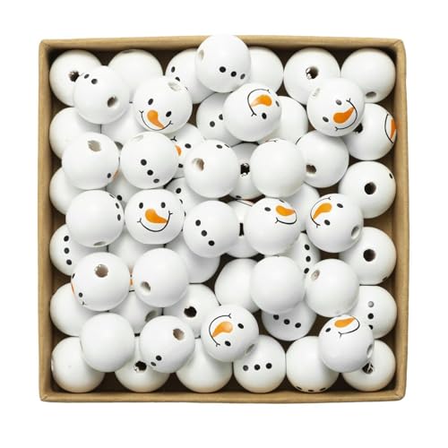 Rrlihjgu 60 Stück Weihnachts-Holzperlen, poliert, rustikal, , Bastelperlen, großes Loch für Bastelbedarf, Holzperlen für (Perlen-Stil, Schwarz und ) von Rrlihjgu