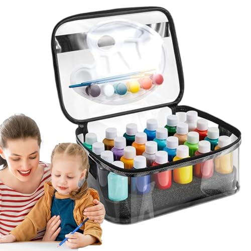 Rrlihjgu Etui für Farben, tragbarer Spender, transparenter Transportbehälter für 24 Flaschen, Organizer für Ölfarben, Airbrush-Tinte Rrlihjgu Etui für Farben, tragbarer Spender, transparenter Transportbehälter für 24 Flaschen, Organizer für Ölfarben, Airbrush-Tinte von Rrlihjgu