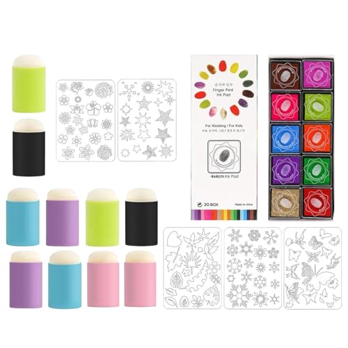 Rrlihjgu Fingermalset mit Schwamm, Daubers mit Schwamm für Finger, Set mit Schwamm für Finger mit Schablonen, waschbares Malset für Bastelarbeiten, Werkzeug Rrlihjgu Fingermalset mit Schwamm, Daubers mit Schwamm für Finger, Set mit Schwamm für Finger mit Schablonen, waschbares Malset für Bastelarbeiten, Werkzeug von Rrlihjgu