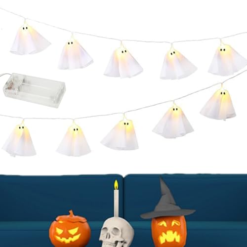 Rrlihjgu Geisterlichter | LED- mit Batterien für Halloween | batteriebetriebene Lampe mit 2 m langer Kette, Halloween-Dekoration, Außen, Innenbereich, Kamin, Haus Rrlihjgu Geisterlichter | LED- mit Batterien für Halloween | batteriebetriebene Lampe mit 2 m langer Kette, Halloween-Dekoration, Außen, Innenbereich, Kamin, Haus von Rrlihjgu