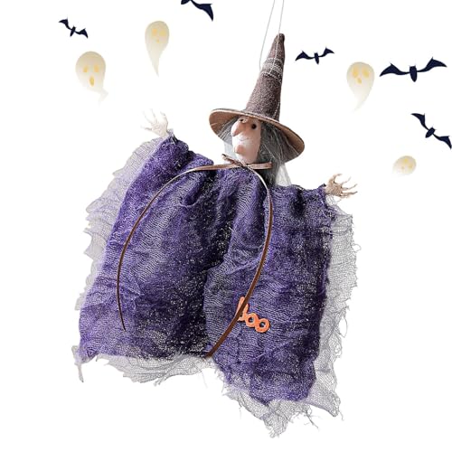 Rrlihjgu Halloween-Baumschmuck, Hexenpuppe aus Netzstoff, Dekoration für Zuhause, gruselige Foto-Requisiten, Wanddekoration von Rrlihjgu
