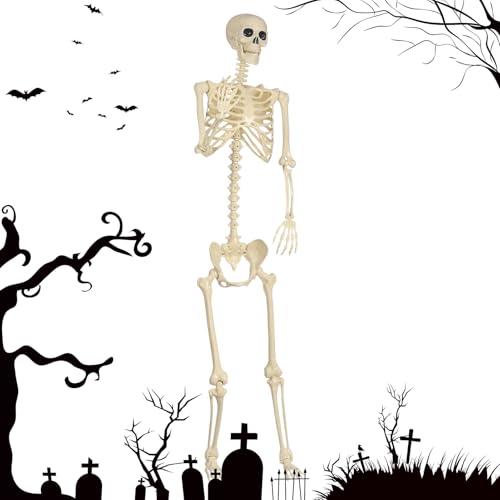 Rrlihjgu Halloween-Skelett-Modell - Realistisches dekoratives Skelett mit Gelenken für Partys | Neuartige Dekoration für drinnen und draußen Friedhof Innenhof Stadt von Rrlihjgu