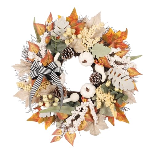 Rrlihjgu Herbstkranz für die Tür, saisonale Girlande, , Dekoration mit Ahornblättern, Beeren und Kürbis, für , Außenbereich, Innenbereich, Küche, Bauernhaus von Rrlihjgu