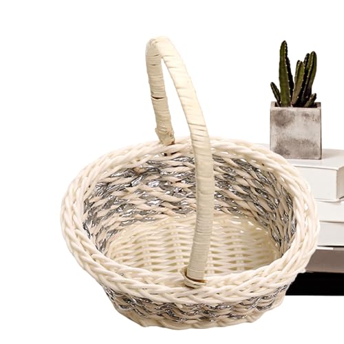 Rrlihjgu Korb | geflochtener Blumenkorb aus Rattan für Hochzeitstisch, ästhetisches Fotografie-Zubehör, rustikale Dekoration für Zuhause von Rrlihjgu