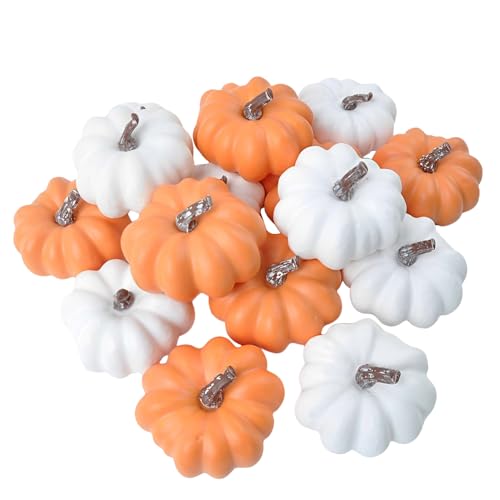 Rrlihjgu Kürbis-Dekoration, kleine Kürbis-Dekoration für Herbst und Halloween, 16 Stück, Tischdekoration für Thanksgiving, Herbst, Kunsthandwerk, Füllung für Innenvasen Rrlihjgu Kürbis-Dekoration, kleine Kürbis-Dekoration für Herbst und Halloween, 16 Stück, Tischdekoration für Thanksgiving, Herbst, Kunsthandwerk, Füllung für Innenvasen von Rrlihjgu