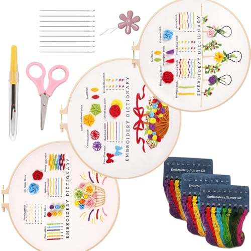 Rrlihjgu Nähset für Anfänger, Stickset für Erwachsene, Anfänger, Handstempel-Set mit Ring, Kunst-Set mit Schere, Einfädler, Zerreißer u Rrlihjgu Nähset für Anfänger, Stickset für Erwachsene, Anfänger, Handstempel-Set mit Ring, Kunst-Set mit Schere, Einfädler, Zerreißer u von Rrlihjgu