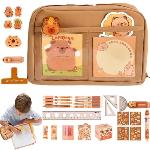 Rrlihjgu Niedliches Capybara-Federmäppchen mit 12 Fächern, 90° breite Öffnung, Capybara-Federmäppchen, Lineale, Haftnotizen, Capybara-Schulbedarf, niedliches Capybara-Schreibwaren für Jungen und Rrlihjgu Niedliches Capybara-Federmäppchen mit 12 Fächern, 90° breite Öffnung, Capybara-Federmäppchen, Lineale, Haftnotizen, Capybara-Schulbedarf, niedliches Capybara-Schreibwaren für Jungen und von Rrlihjgu