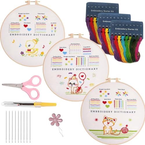 Rrlihjgu Stickerei-Übungsset, Nähset für Anfänger, handgestempeltes Nähset mit Ring, Kunst-Set mit Schere, Einfädler, Zerreißer und Bastelset für Frauen Rrlihjgu Stickerei-Übungsset, Nähset für Anfänger, handgestempeltes Nähset mit Ring, Kunst-Set mit Schere, Einfädler, Zerreißer und Bastelset für Frauen von Rrlihjgu