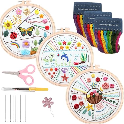 Rrlihjgu Stickset für Erwachsene, Anfänger, Stickset für Anfänger, Handstempel-Set mit Ring, Kunst-Set mit Schere, Einfädler, Zerreißer und Bastelset für Rrlihjgu Stickset für Erwachsene, Anfänger, Stickset für Anfänger, Handstempel-Set mit Ring, Kunst-Set mit Schere, Einfädler, Zerreißer und Bastelset für von Rrlihjgu