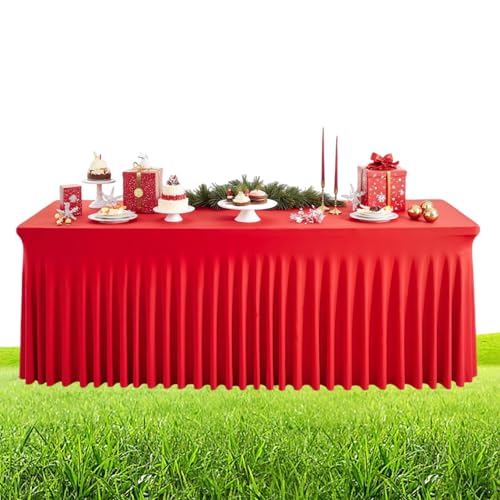 Rrlihjgu Tischrock - 1,8m Weihnachts Rechteckiger Rüschen Roter Tischrock - Wiederverwendbare Festliche Tischdecken | für Karneval Bankette Restaurants Zuhause Gewerblich Valentinstag Baby Shower Rrlihjgu Tischrock - 1,8m Weihnachts Rechteckiger Rüschen Roter Tischrock - Wiederverwendbare Festliche Tischdecken | für Karneval Bankette Restaurants Zuhause Gewerblich Valentinstag Baby Shower von Rrlihjgu
