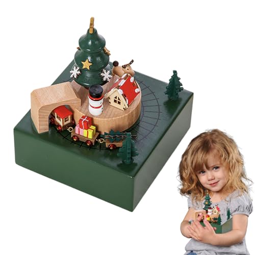 Rrlihjgu Weihnachtsmusikbox, Weihnachtszug Spieluhr, magnetischer Zug, aus Holz, für Schreibtisch, Handy, Dekoration, Sammlerstück Rrlihjgu Weihnachtsmusikbox, Weihnachtszug Spieluhr, magnetischer Zug, aus Holz, für Schreibtisch, Handy, Dekoration, Sammlerstück von Rrlihjgu