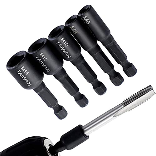 Bohrfutter-Gewindebohrer, M4-M16, Windbatch-Hülsenschlüssel, Bohrmaschinen-Adapter, 1/4-Zoll-Sechskantschaft, Vierkantantrieb, 8 Stück, Schwarz Bohrfutter-Gewindebohrer, M4-M16, Windbatch-Hülsenschlüssel, Bohrmaschinen-Adapter, 1/4-Zoll-Sechskantschaft, Vierkantantrieb, 8 Stück, Schwarz von Rrunzfon