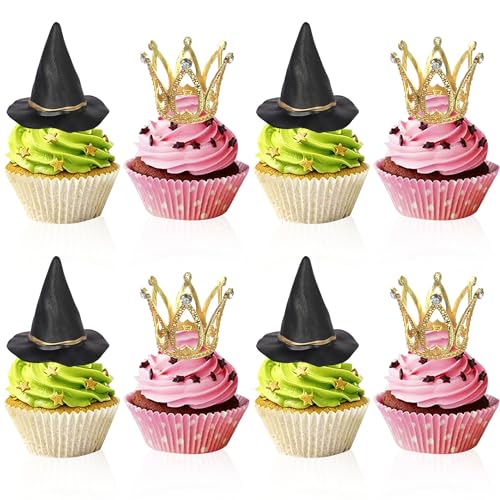 Rsstarxi 12 Stück goldene 3D-Krone, Hexenhut, Cupcake-Topper, magische Hexe, Zauberer, Cupcake-Picks für Halloween, Babyparty, Hochzeit, Geburtstag, Jahrestag, Party, Kuchendekorationen Rsstarxi 12 Stück goldene 3D-Krone, Hexenhut, Cupcake-Topper, magische Hexe, Zauberer, Cupcake-Picks für Halloween, Babyparty, Hochzeit, Geburtstag, Jahrestag, Party, Kuchendekorationen von Rsstarxi