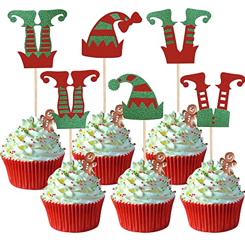 Rsstarxi 24 Stück glitzernde Weihnachtselfen-Cupcake-Aufsätze, Weihnachtsmannmütze, Elfenbeine, Cupcake-Plektren für Frohe Weihnachten, Neujahr, Rsstarxi 24 Stück glitzernde Weihnachtselfen-Cupcake-Aufsätze, Weihnachtsmannmütze, Elfenbeine, Cupcake-Plektren für Frohe Weihnachten, Neujahr, von Rsstarxi