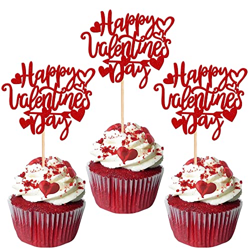 Rsstarxi Cupcake-Aufsätze "Happy Valentine's Day", glitzernd, süßes Herz, Amorpfeil, Cupcake-Picks für Valentinstag, Thema, Hochzeit, Party, Kuchendekorationen, Zubehör, Rot, 24 Stück Rsstarxi Cupcake-Aufsätze "Happy Valentine's Day", glitzernd, süßes Herz, Amorpfeil, Cupcake-Picks für Valentinstag, Thema, Hochzeit, Party, Kuchendekorationen, Zubehör, Rot, 24 Stück von Rsstarxi