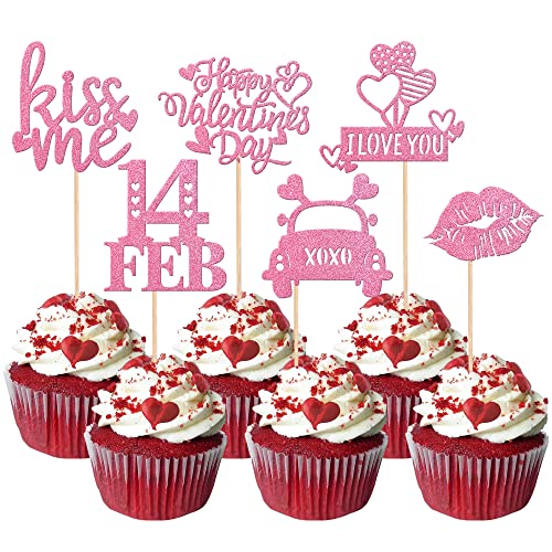 Rsstarxi Cupcake-Aufsätze mit Aufschrift "Happy Valentine's Day", glitzernd, 14. Feb, Kiss Me Love, Herz-Cupcake-Picks, Lippen, I Love You, Kuchendekorationen für Valentinstag, Hochzeit, Party Rsstarxi Cupcake-Aufsätze mit Aufschrift "Happy Valentine's Day", glitzernd, 14. Feb, Kiss Me Love, Herz-Cupcake-Picks, Lippen, I Love You, Kuchendekorationen für Valentinstag, Hochzeit, Party von Rsstarxi