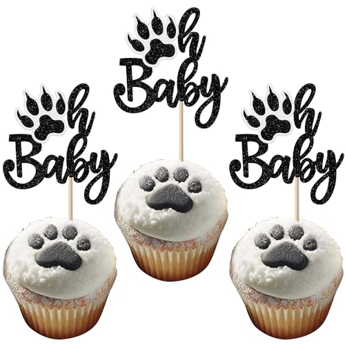 Rsstarxi Cupcake-Aufsätze mit Aufschrift "Oh Baby Paw Cupcake", glitzernd, Hundepfote, Cupcake-Picks für Jungen, Mädchen, Babyparty, Haustiere, Geburtstag, Party, Kuchendekoration, Zubehör, Schwarz, Rsstarxi Cupcake-Aufsätze mit Aufschrift "Oh Baby Paw Cupcake", glitzernd, Hundepfote, Cupcake-Picks für Jungen, Mädchen, Babyparty, Haustiere, Geburtstag, Party, Kuchendekoration, Zubehör, Schwarz, von Rsstarxi