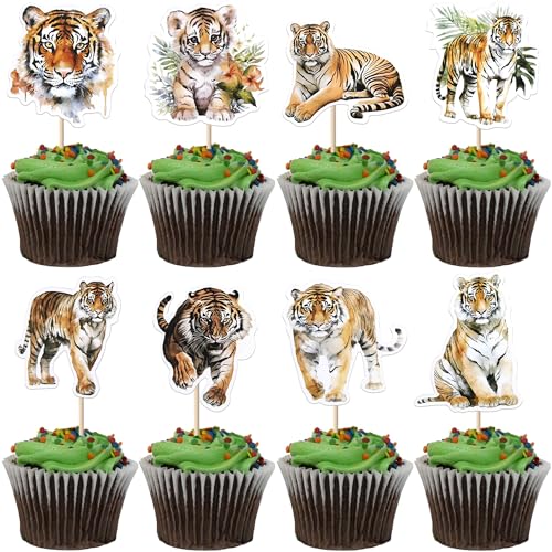 Rsstarxi Cupcake-Aufsätze mit Tiger-Motiv, Tiger, Dschungel, Safari, Tier, Cupcake-Picks für Babyparty, Jungen, Mädchen, Geburtstag, Tiger-Themenparty, Kuchendekorationen, Zubehör, 40 Stück Rsstarxi Cupcake-Aufsätze mit Tiger-Motiv, Tiger, Dschungel, Safari, Tier, Cupcake-Picks für Babyparty, Jungen, Mädchen, Geburtstag, Tiger-Themenparty, Kuchendekorationen, Zubehör, 40 Stück von Rsstarxi