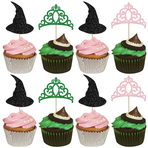 Rsstarxi Cupcake-Topper mit magischem Hexen-Motiv, schwarzer Glitzer, Hexenhut, Cupcake-Picks, rosa und grüne Krone, Kuchendekorationen für Hexen-Zauberer-Thema, Babyparty, Geburtstagsparty Rsstarxi Cupcake-Topper mit magischem Hexen-Motiv, schwarzer Glitzer, Hexenhut, Cupcake-Picks, rosa und grüne Krone, Kuchendekorationen für Hexen-Zauberer-Thema, Babyparty, Geburtstagsparty von Rsstarxi