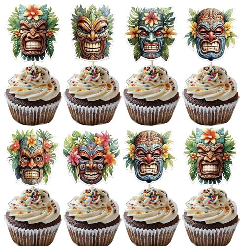 Rsstarxi Hawaii-Tiki-Cupcake-Topper, Tiki-Stammesmasken, Cupcake-Picks, hawaiianische tropische Tiki-Totem-Party-Kuchendekorationen für Sommer, Aloha, tropische Geburtstagsparty-Zubehör, 36 Stück Rsstarxi Hawaii-Tiki-Cupcake-Topper, Tiki-Stammesmasken, Cupcake-Picks, hawaiianische tropische Tiki-Totem-Party-Kuchendekorationen für Sommer, Aloha, tropische Geburtstagsparty-Zubehör, 36 Stück von Rsstarxi