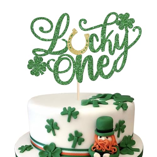 Rsstarxi Kuchendekoration zum 1. Geburtstag, Motiv: Kleeblatt, Motiv: St. Patrick's Day, irisches Thema, 1. Geburtstag, Kuchendekoration für Happy St. Patrick's Day, Party-Dekorationen von Rsstarxi