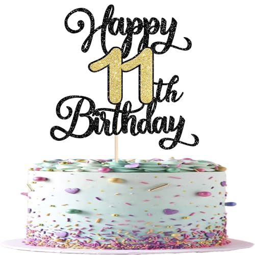 Rsstarxi Tortenaufsatz "Happy 11th Birthday", Schwarz / Gold, Glitzer, "Cheers to 11 Years", 1 Stück Rsstarxi Tortenaufsatz "Happy 11th Birthday", Schwarz / Gold, Glitzer, "Cheers to 11 Years", 1 Stück von Rsstarxi