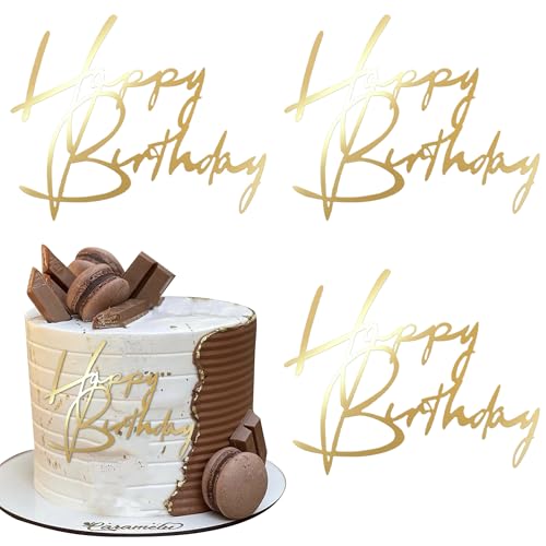 Rsstarxi Tortenaufsatz "Happy Birthday", Acryl, goldfarben, künstlerische Schriftarten, Happy Birthday-Schild, Kuchenpicker für Männer, Frauen, Jungen, Mädchen, Geburtstagsparty, Kuchendekorationen Rsstarxi Tortenaufsatz "Happy Birthday", Acryl, goldfarben, künstlerische Schriftarten, Happy Birthday-Schild, Kuchenpicker für Männer, Frauen, Jungen, Mädchen, Geburtstagsparty, Kuchendekorationen von Rsstarxi