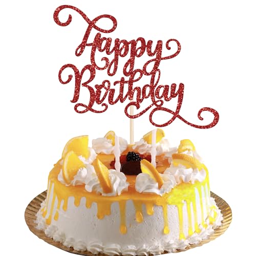 Rsstarxi Tortenaufsatz "Happy Birthday", glitzernd, für Mädchen, Jungen, Frauen, Mann, Geburtstag, Kuchendekoration, Dekoration für Happy Birthday Mottoparty, Kuchendekorationen, 1 Packung von Rsstarxi