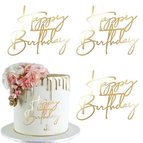 Rsstarxi Tortenaufsatz "Happy Birthday", personalisierbar, Acryl, Happy Birthday-Schild, Kuchenpicker für Männer, Frauen, Jungen, Mädchen, Geburtstagsparty, Kuchendekorationen, Zubehör, Gold, 3 Stück Rsstarxi Tortenaufsatz "Happy Birthday", personalisierbar, Acryl, Happy Birthday-Schild, Kuchenpicker für Männer, Frauen, Jungen, Mädchen, Geburtstagsparty, Kuchendekorationen, Zubehör, Gold, 3 Stück von Rsstarxi