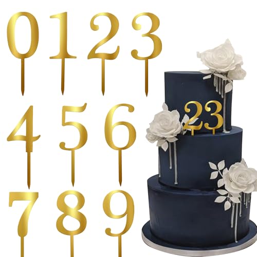 Rsstarxi Tortenaufsatz mit Zahlen 0–9, goldfarben, Acryl, für Babyparty, Geburtstag, Jahrestag, Party, Kuchendekoration, 10 Stück Rsstarxi Tortenaufsatz mit Zahlen 0–9, goldfarben, Acryl, für Babyparty, Geburtstag, Jahrestag, Party, Kuchendekoration, 10 Stück von Rsstarxi