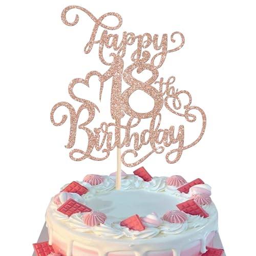 Rsstarxi Tortenaufsatz zum 18. Geburtstag, glitzernd, Aufschrift "Cheers to 18 Years Birthday", 18 fabelhafte Kuchendekorationen für Happy 18. Geburtstag, Jahrestag, Party, Kuchendekorationen, von Rsstarxi