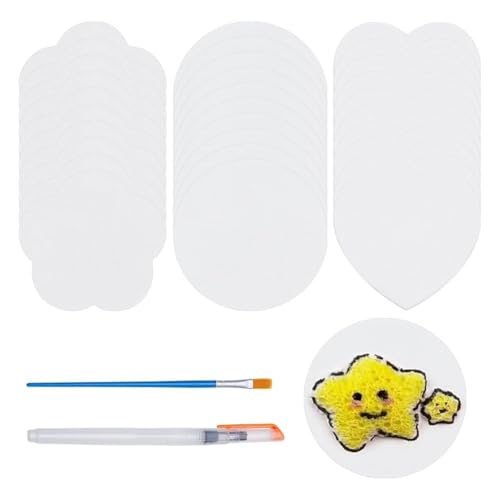 Rtauhife 30 Stück Schaumtexturpapier 3D Zeichenmagie Leinwand Schwamm mit Wasserbürste für Acrylmalerei DIY 3D Zeichnen von Rtauhife