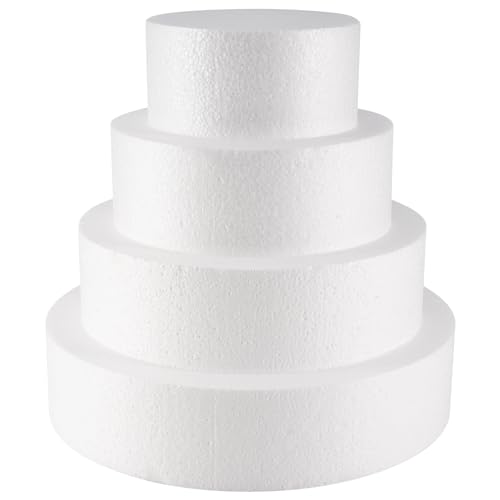 Rtauhife 4Er Pack Foam Cake Dummy zum Dekorieren und Hochzeitsdisplay, Skulptur, Modellieren Von DIY-KüNsten, Kinderklasse, Blumen von Rtauhife