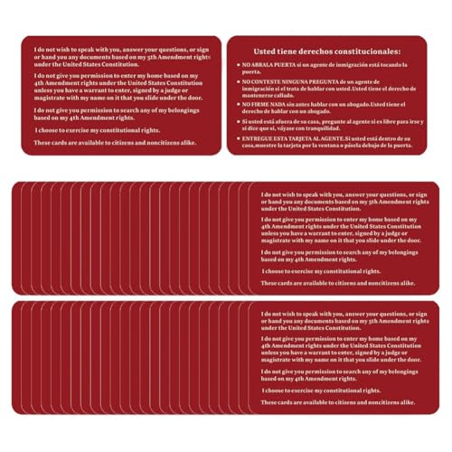 Rtauhife Rights Reminder Know Your Rights Card Englisch Spanisch Verfassungsrechte 50 Stk. Rtauhife Rights Reminder Know Your Rights Card Englisch Spanisch Verfassungsrechte 50 Stk. von Rtauhife