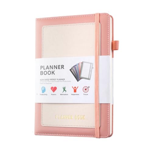 Rtauhife Wochenplaner 2024-Notizbuch mit PU-Einband, Mittelgroßes (A5) Hardcover, 5,9 X 8,4, Rosa, Langlebig von Rtauhife