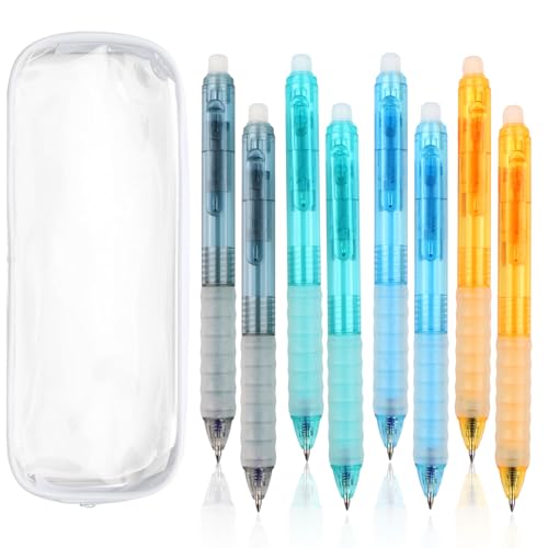 RtottiM Radierbarer Kugelschreiber, 8 Stück Tintenroller Radierbar, Radierbaren Gelstiften, Löschbare Einziehbare Stifte Mit Radiergummi, für Studenten Geschenk, Schul Bürobedarf (0,5 mm Blau) von RtottiM