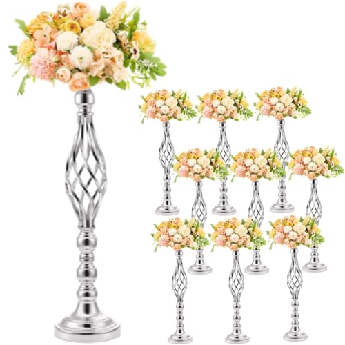 Rtteri 10 Stück große Tischdekoration für Hochzeiten, hohe Metall-Blumenarrangement-Ständer, elegante Blumenvase, Kerzenhalter für Hochzeit, Empfang, Tisch, Party, Event, Hotel, Heimdekoration (Silber Rtteri 10 Stück große Tischdekoration für Hochzeiten, hohe Metall-Blumenarrangement-Ständer, elegante Blumenvase, Kerzenhalter für Hochzeit, Empfang, Tisch, Party, Event, Hotel, Heimdekoration (Silber von Rtteri
