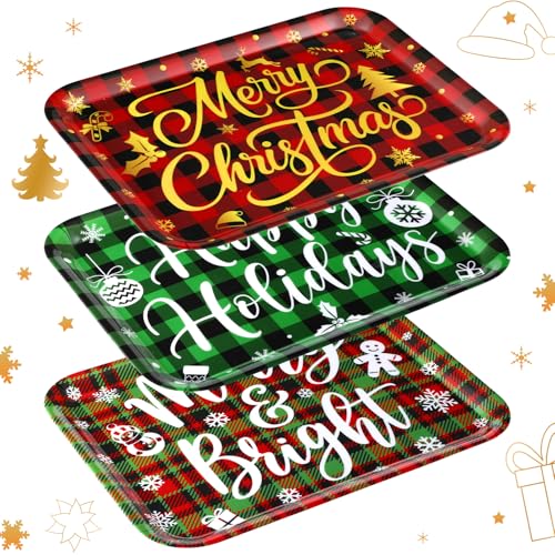 Rtteri 3 Stück 33 x 25,4 cm große Serviertabletts aus Kunststoff, Weihnachtsdekoration, Weihnachtsdekorationen für Party, Kunststoff, Restaurant, Couchtisch, Küche Rtteri 3 Stück 33 x 25,4 cm große Serviertabletts aus Kunststoff, Weihnachtsdekoration, Weihnachtsdekorationen für Party, Kunststoff, Restaurant, Couchtisch, Küche von Rtteri
