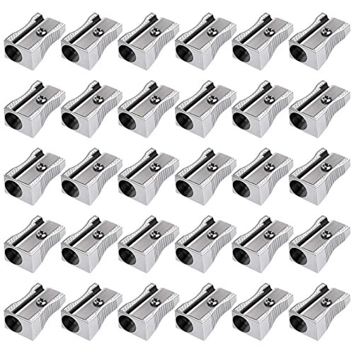 Rtxbvg Packung mit 48 Mini-Bleistiftspitzern aus Metall, lose Hand aus Silber, mit einem Loch aus Aluminiumlegierung, manueller Anspitzer Rtxbvg Packung mit 48 Mini-Bleistiftspitzern aus Metall, lose Hand aus Silber, mit einem Loch aus Aluminiumlegierung, manueller Anspitzer von Rtxbvg