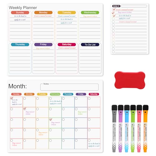 Ruaizel Magnetischer Kalender für Kühlschrank, Kühlschrankkalender Monatlicher Wochen-Tagesplaner Whiteboard mit 6 Markern und 1 Radiergummi, Magnetisches Whiteboard für Kühlschrank Ruaizel Magnetischer Kalender für Kühlschrank, Kühlschrankkalender Monatlicher Wochen-Tagesplaner Whiteboard mit 6 Markern und 1 Radiergummi, Magnetisches Whiteboard für Kühlschrank von Ruaizel