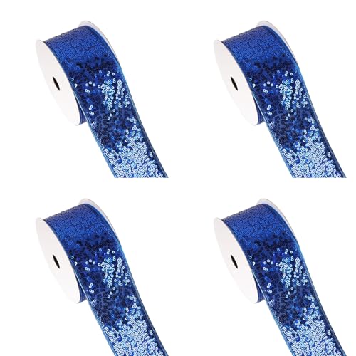 4 Stück Weihnachten Schmetterling Bowknot Bänder für Feste Baumschmuck Polyester Pailletten Seidenband Dekoband von Ruarby