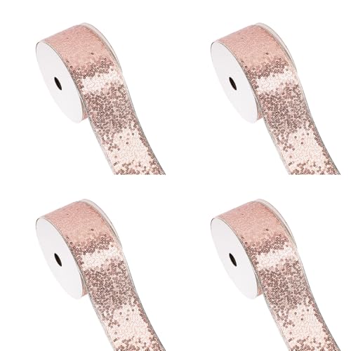 4 Stück Weihnachten Schmetterling Bowknot Bänder für Feste Baumschmuck Polyester Pailletten Seidenband Dekoband 4 Stück Weihnachten Schmetterling Bowknot Bänder für Feste Baumschmuck Polyester Pailletten Seidenband Dekoband von Ruarby