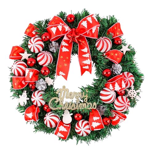 Glitzernde Weihnachtskugel und Schleifenkranz, Weihnachtskugel Kranz, bunt, PVC, Wandbehang, Festival-Dekoration, Kugel Glitzernde Weihnachtskugel und Schleifenkranz, Weihnachtskugel Kranz, bunt, PVC, Wandbehang, Festival-Dekoration, Kugel von Ruarby