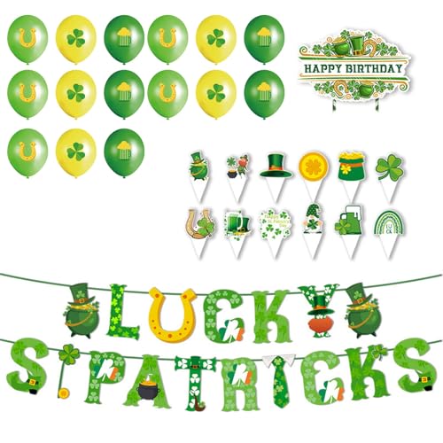 Irish Theme Paper Party Decoration Set Event Planning Supplies Party Accessories Banner And Cake Toppers With Balloons Family Gathering Decoration von Ruarby
