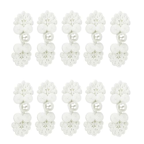 Knöpfe mit sieben Perlen, chinesischer Knoten, Frösche, Schnalle für Tanz, Nationalkleid, chinesische Cheongsam-Kleidung, Ornament, 10 Stück Cheongsam-Verschlüsse Knöpfe mit sieben Perlen, chinesischer Knoten, Frösche, Schnalle für Tanz, Nationalkleid, chinesische Cheongsam-Kleidung, Ornament, 10 Stück Cheongsam-Verschlüsse von Ruarby