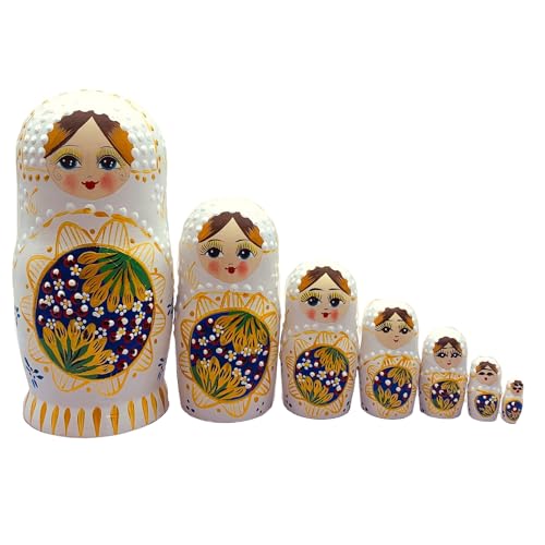 Matroschka Russische Nesting-Puppen, 7 Stück, handbemalte Holzfiguren, Dekorationen, Holzhandwerk für Ausstellungspuppen Matroschka Russische Nesting-Puppen, 7 Stück, handbemalte Holzfiguren, Dekorationen, Holzhandwerk für Ausstellungspuppen von Ruarby